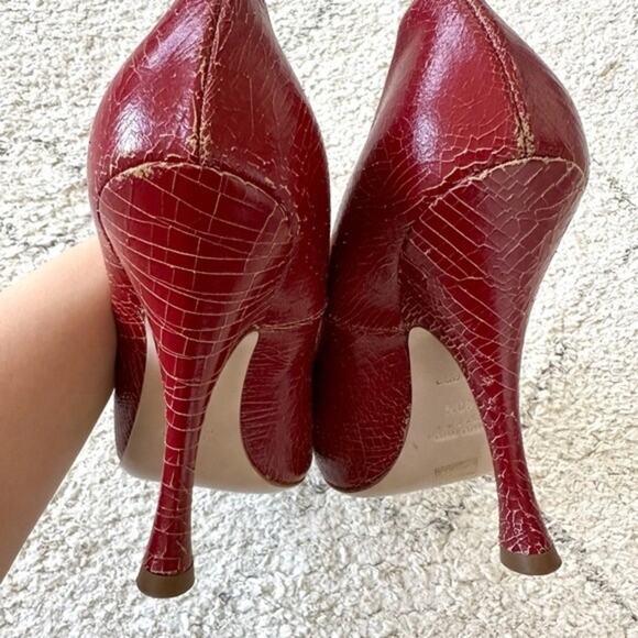 Miu Miu Cracked Effect Red Leather Pumps High Heels Size IT 40.5 / US 10.5 - Picture 7 of 15